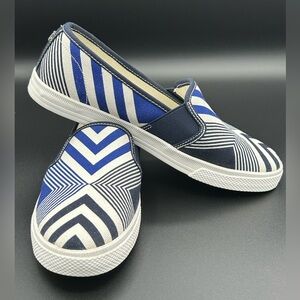 Lauren Ralph Lauren Jinny-Sk-Spo Striped Canvas Sneakers US Size 8